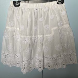 Diane Von Furstenberg white embroidered skirt. New